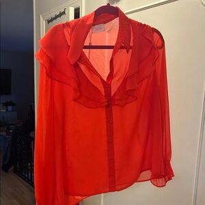 Chic Scarlet Ruffled Women's Blouse